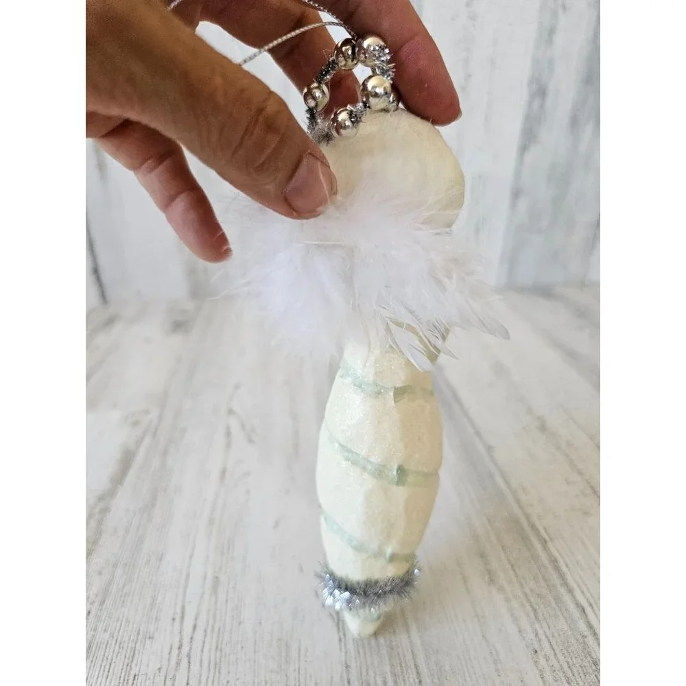 Bethany Lowe? Snowman Angel Cherub ornament glitter star Xmas tinsel feather tre - Picture 4 of 10